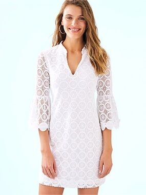 Lilly Pulitzer Zelle Dress in Resort White Zanzibar Lace Size 2